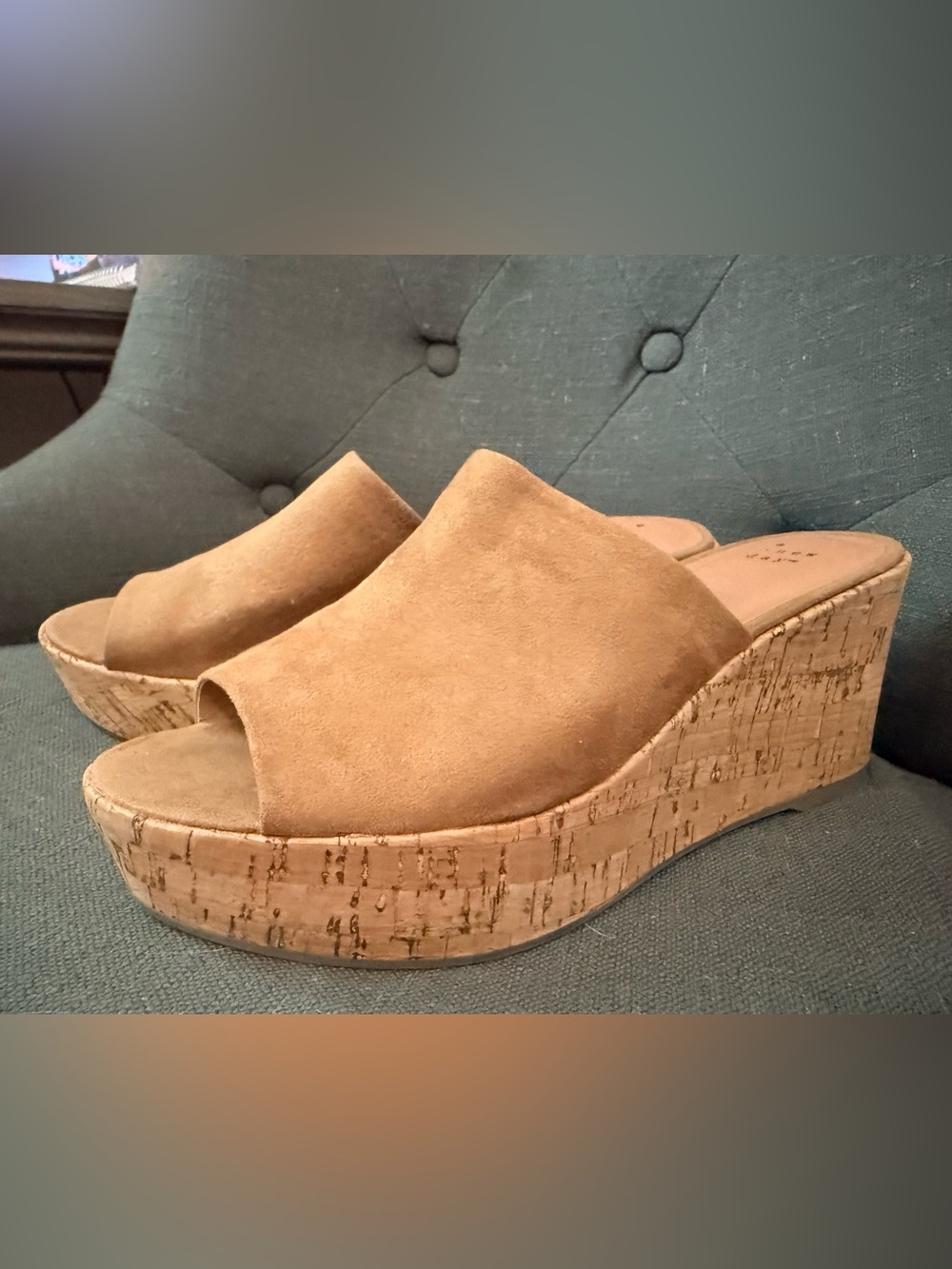 A New Day Cork Wedge Sandals- Tan, 9.5